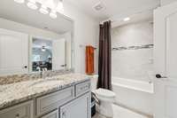 Full bathroom two with recessed lighting and combo shower/tub with a single vanity. 4416 Attleboro Dr. Murfreesboro, TN 37128
