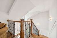 Gorgeous staircase with wooden railing and wrought iron balusters. 4416 Attleboro Dr. Murfreesboro, TN 37128