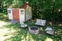 Come enjoy a night time fire under outdoor lighting!