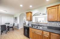 A built-in pantry adds extra convenience and functionality to the kitchen layout.