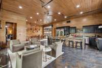 Main lodge full kitchen, dining room and relaxing area