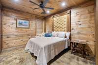 Bedroom with full bath in Garage/bunk house on main floor