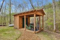 Grilling area for the 2 bedroom off grid cabin