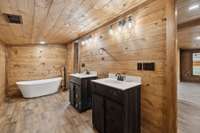 Owners Suite Bath upstairs in Garage-bunk house
