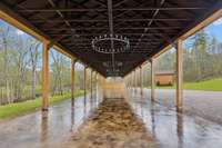 Beautiful pavilion just behind the Main Lodge with Chandaliers and stained concrete floors