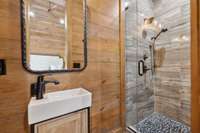 Upstairs bedroom in main lodge bathroom