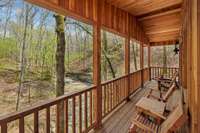 View towards the waterfall from the 2 bedroom Off Grid Cabin