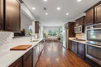 Stunning new quartz counter tops in this chef's kitchen