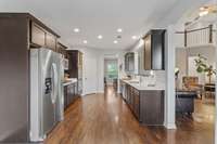 Abundant counter and cabinet space