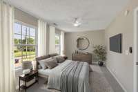 Virtually Staged Primary Bedroom