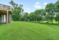 Nice backyard area that is tree lined