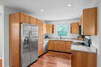 Stainless steel appliances- refrigerator, stove, microwave and dishwasher