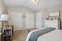 Double closets provide ample storage in the serene primary suite—style and function in perfect harmony.