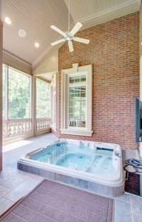 The large terrace affords room to lounge, dine or relax in the sunken seven-person spa.