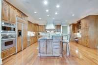 Filtered Water system, tall ceilings with recessed lighting, and toe kick central vacuum under sink are a few details to note.