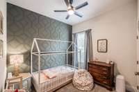 Feature wall is beautiful in bedroom 2!
