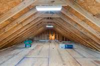 Great additional storage space above the detached garage, accessible via stairs
