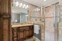Beautiful granite vanity tops in the primary bathroom