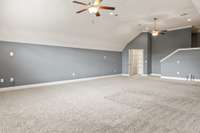Bonus room with storage closet and rough in for future wet bar.