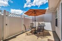 Private patio just off the Den has a great storage closet.