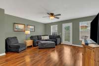 French door leads to private patio.