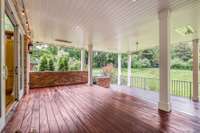 This expansive space can truly be enjoyed year round. Four recessed Infratech ceiling heaters ensure comfort on even the coolest evenings.