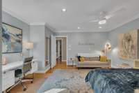 This spacious suite provides space for a desk and a full sized sofa.