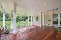 This is an effortless indoor/ outdoor retreat with hardwired ceiling speakers, and access to the kitchen and Great Room through glass slider doors with screens.