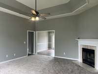 Living Room with Trey Ceiling and Fireplace