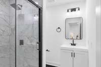 Primary Bath with walk-in tiled Shower