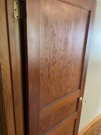 In this home, you’ll find original solid wood panel interior doors, a hallmark of the home’s 1952 construction. These timeless doors not only add a touch of character & warmth but also offer the durability and quality that modern doors often lack.