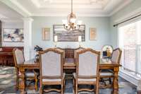 Open Dinning Room with Trey Ceiling