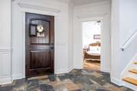 Entrance, Slate Floor, Custom Door.