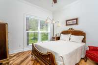 Bedroom 4, on Main Floor., Morning Sunlight, Hickory Floor.