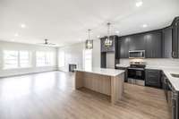 Huge open floorplan with living room, dining and kitchen!