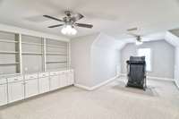 24x16 rec room with nice built-ins.