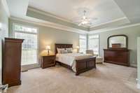 Large 1st floor Primary Bedroom with Trey Ceiling.