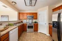 Half bath is located off the kitchen
