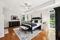 Another view of your primary bedroom (with backyard views).