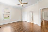 Bedroom #2 on the main level opens to a shared bath with bedroom #3.