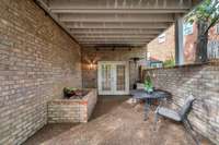 The covered back patio provides direct access to the recording studio and flex space, which has all the needed components to be converted into an inlaw/nanny suite.