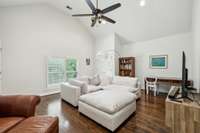 Bonus room on the 2nd floor has high ceilings, hardwood floor, & 2 closets for extra storage