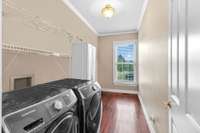 Utility room off of kitchen has plenty of room to also use as pantry if desired