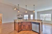 Large open great room-tall vaulted ceilings
