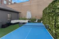 Extra seating and a cantilever umbrella to keep guests comfortable
