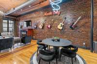 Open flow from kitchen to dining to living space makes for comfortable living
