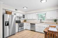 Stainless steel appliances in kitchen