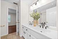 New double vanity with a tub shower combo