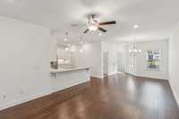 Hardwood and modern fixtures