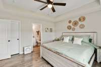 The Owner Suite is located off the Great Room, has a walk-in closet, laminate flooring, tray ceiling and ceiling fan! There is a private full Bath located off the Owner Suite!